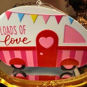 Valentine Camper Decor Loads of Love Retro Trailer Tabletop Decor NWT